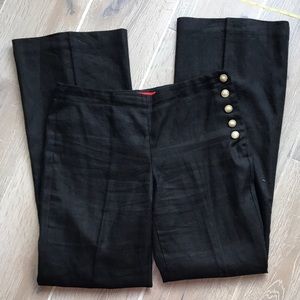 Anthropologie Black Linen Flare Pants